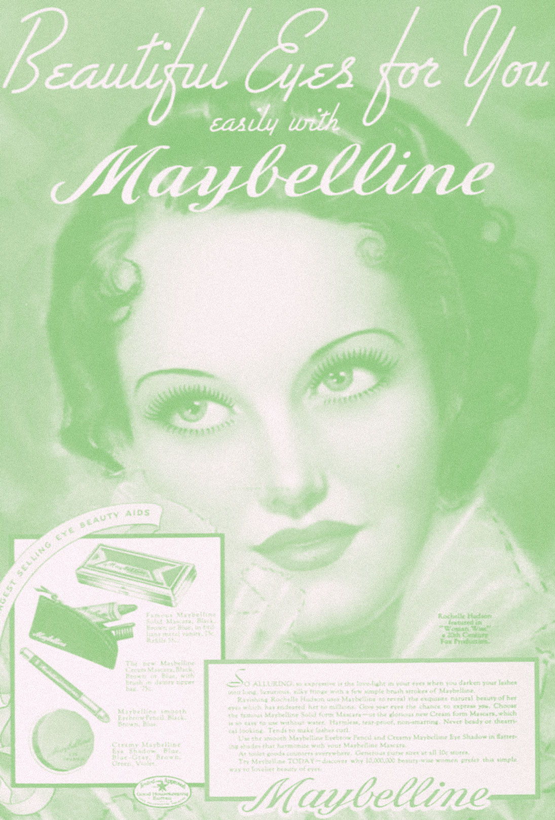 фото: реклама твердой туши Maybelline, 1930